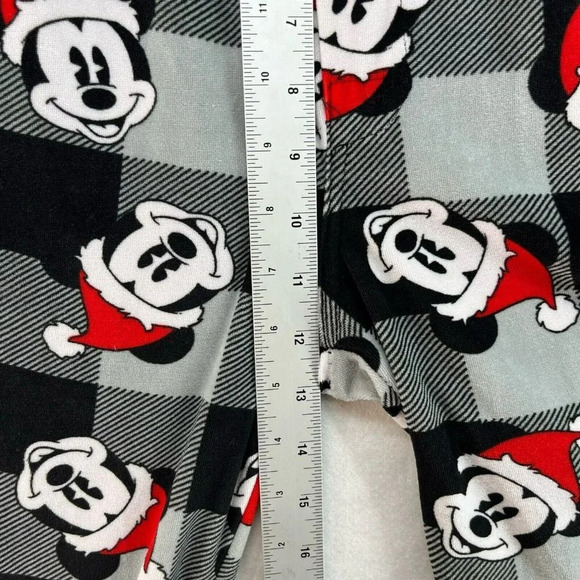 Disney Mickey Mouse Pajama Pants Womens L Gray Plaid Christmas Holiday Pull On - Picture 4 of 9